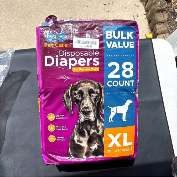 Inspire Pet Care Disposable Diapers For Female Dogs XL 28 Ct 20"-37" Waist - Picture 1 of 5